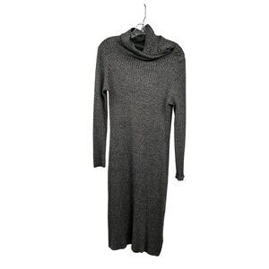 ETC Womens Midi Sweater Dress Cowl Neck Long Sleeve Gray/Multi Size Medium Snaps